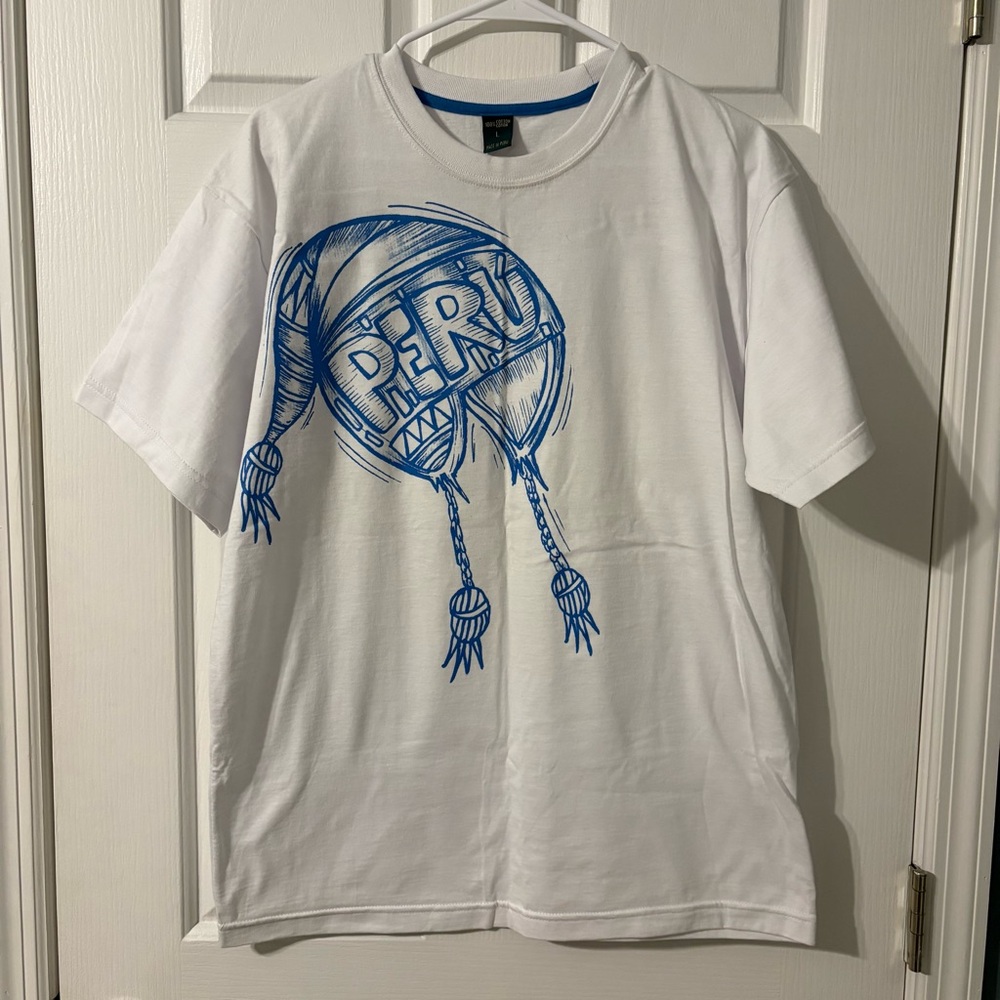 White and Blue Peru Graphic Tee